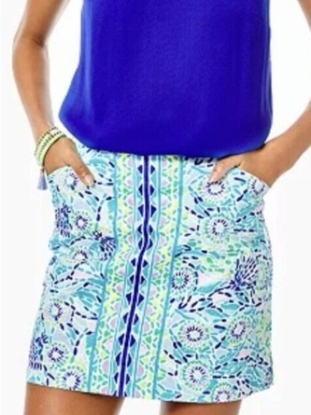 Lilly Pulitzer Faye Mini Skort Make A Splash Blue Green Floral Size 6